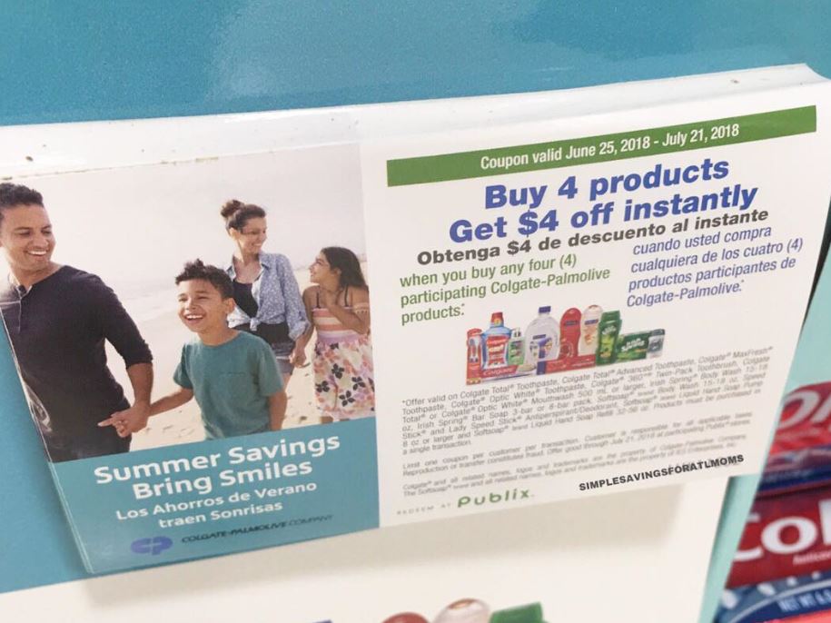 SAVE 4 COLGATE PALMOLIVE PUBLIX COUPON