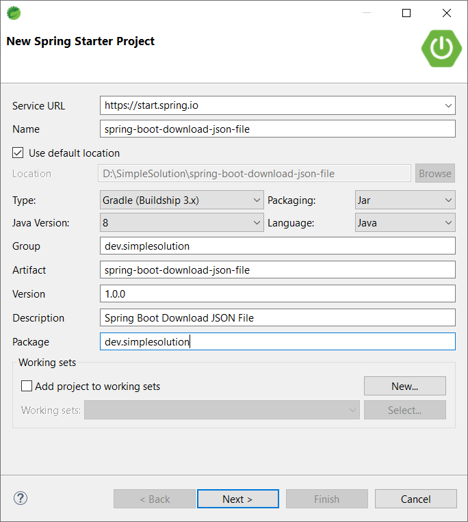 Spring Boot  Application Export and Download JSON File