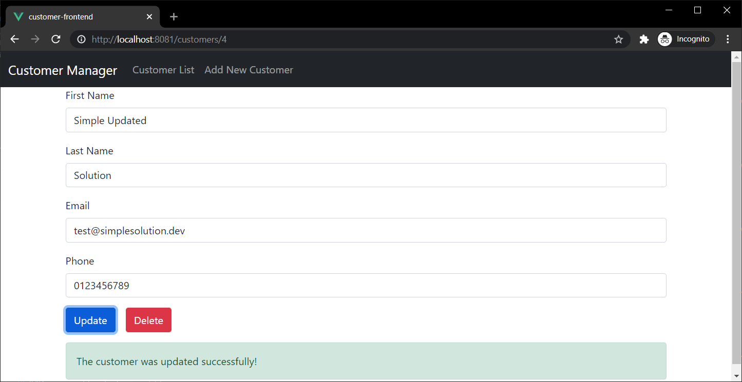 Spring Boot Restful API and Vue.js Frontend