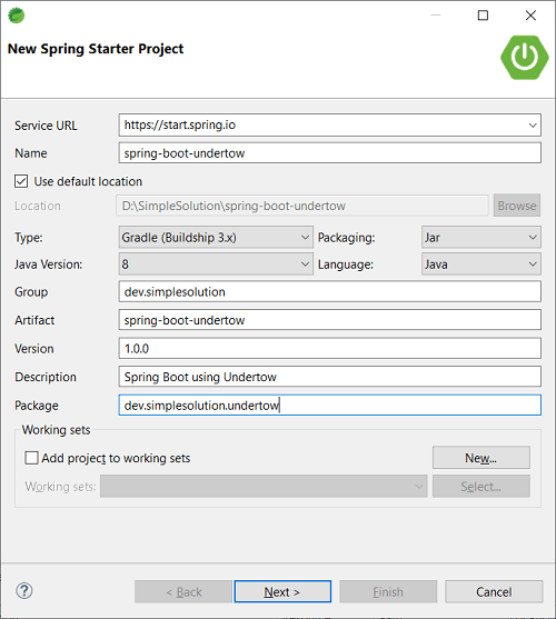 Spring Boot  using Undertow Embedded Servlet Container