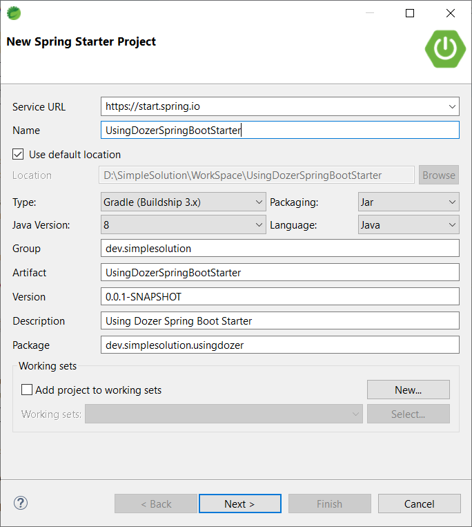 Using Dozer Spring Boot Starter