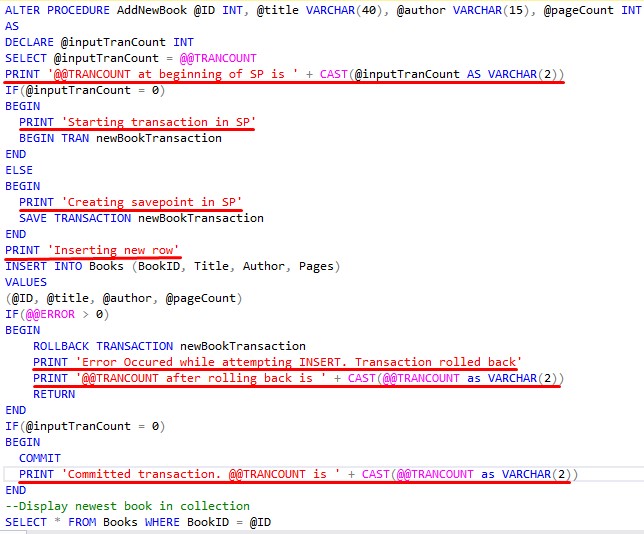 Understanding Transaction Control In Sql Stored Procedures