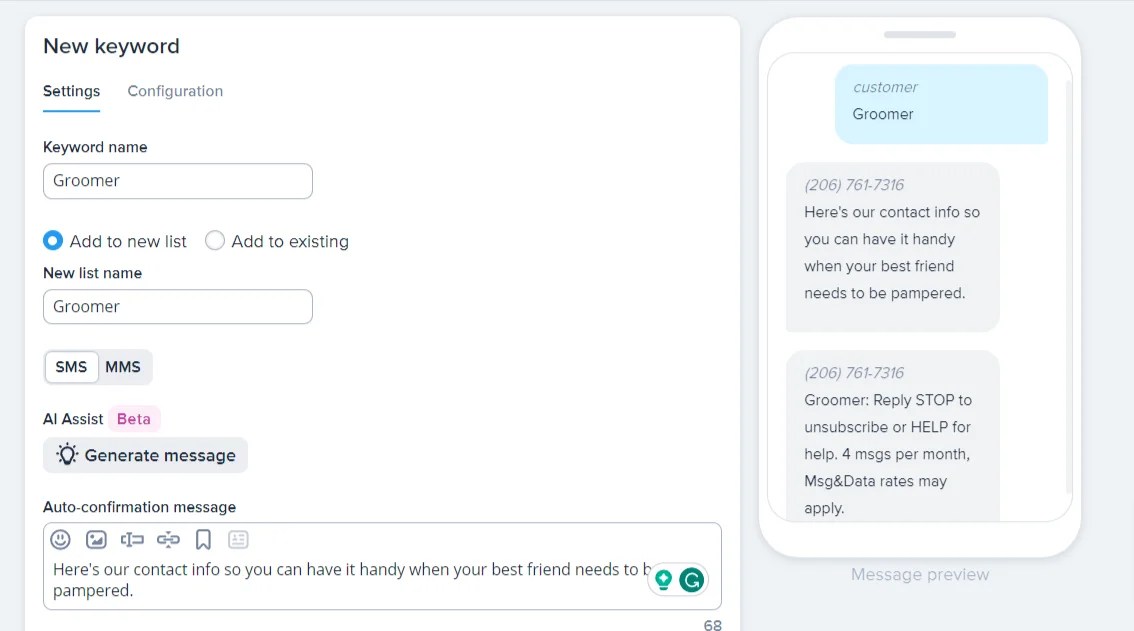 How to send a business card text message
