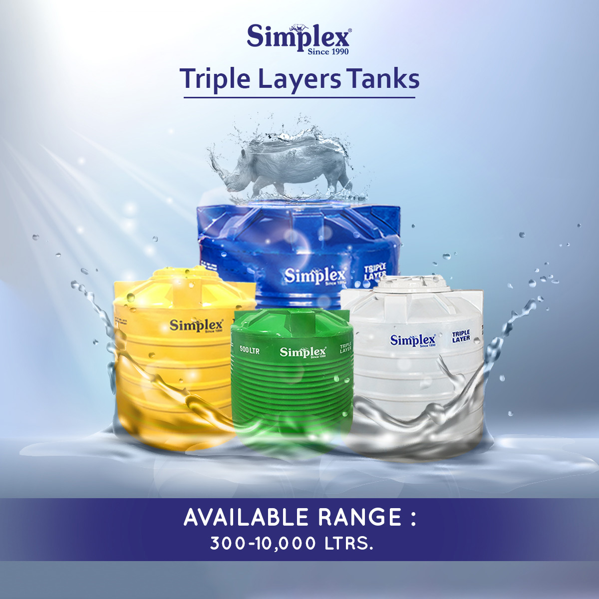 Loft Tanks, 2 Layer, Triple Layer Tanks Kalyan Simplex Plast