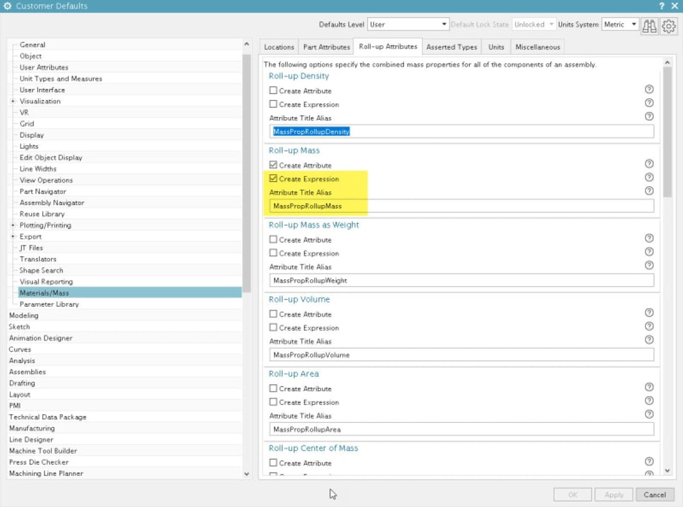 How to show mass in a titleblock (NX1899 and onwards) UG/NX