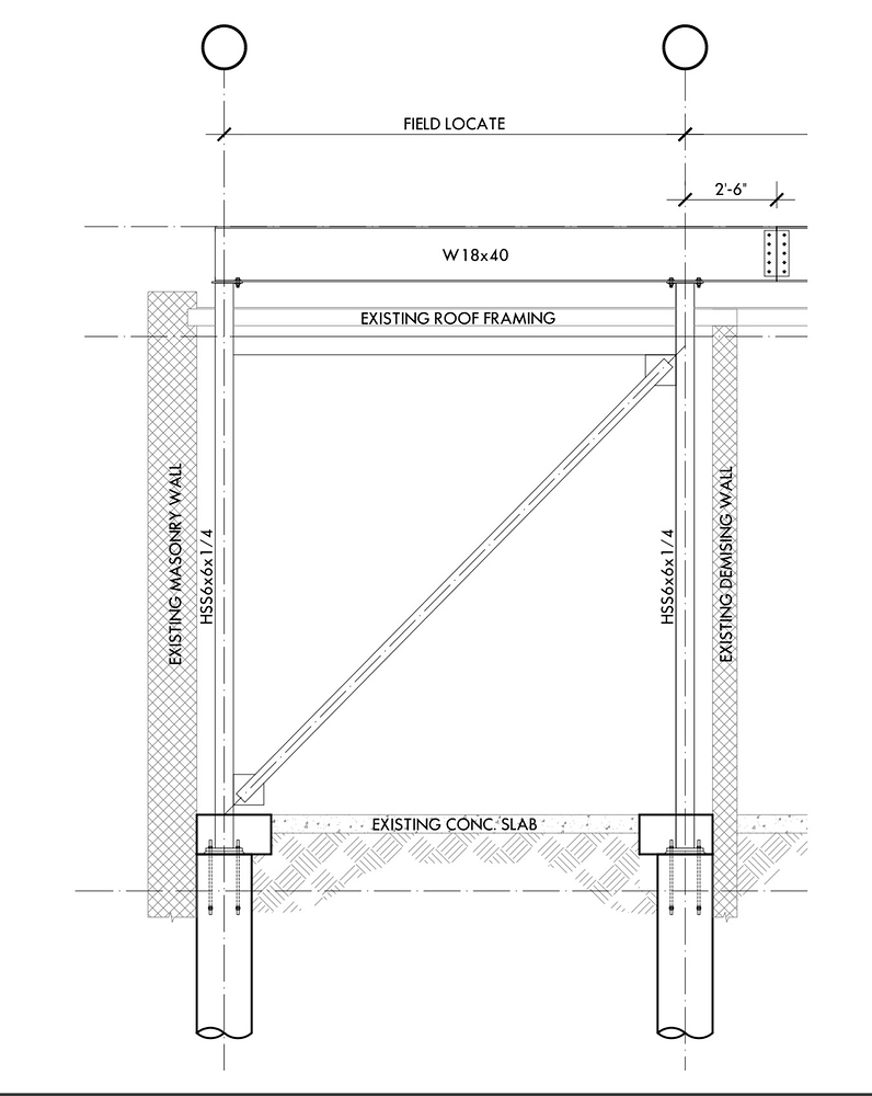 Column Blockout at Diagonal Brace Constructed Items SimpliEngineering