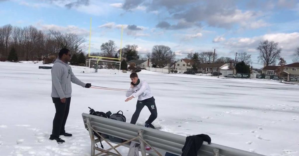 Outdoor Training for the Shot Put in the Northeastern Winter