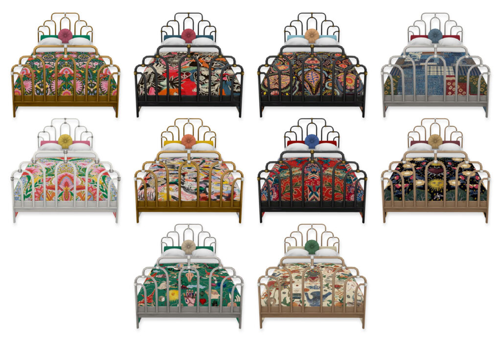 Psychedelic Woodstock Beds SimPlistic Sims 4