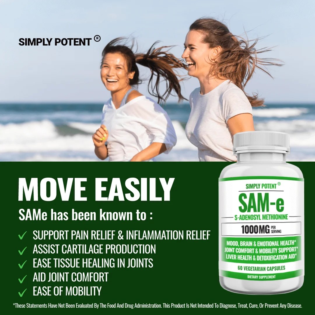 SAMe Supplement (SAdenosylmethionine) SAM e for Anxiety Simply Potent