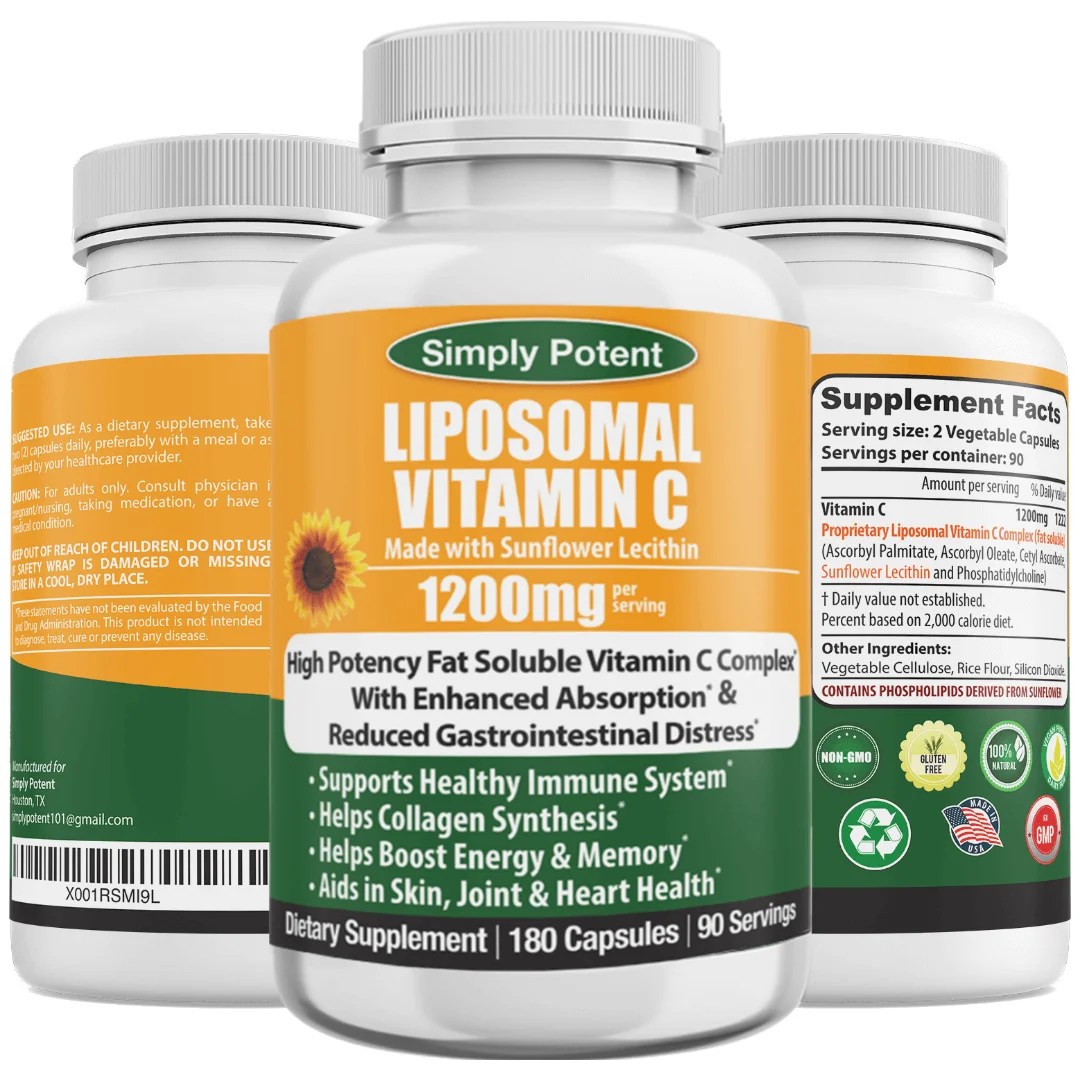 Liposomal Vitamin C 1200mg Supplement Simply Potent