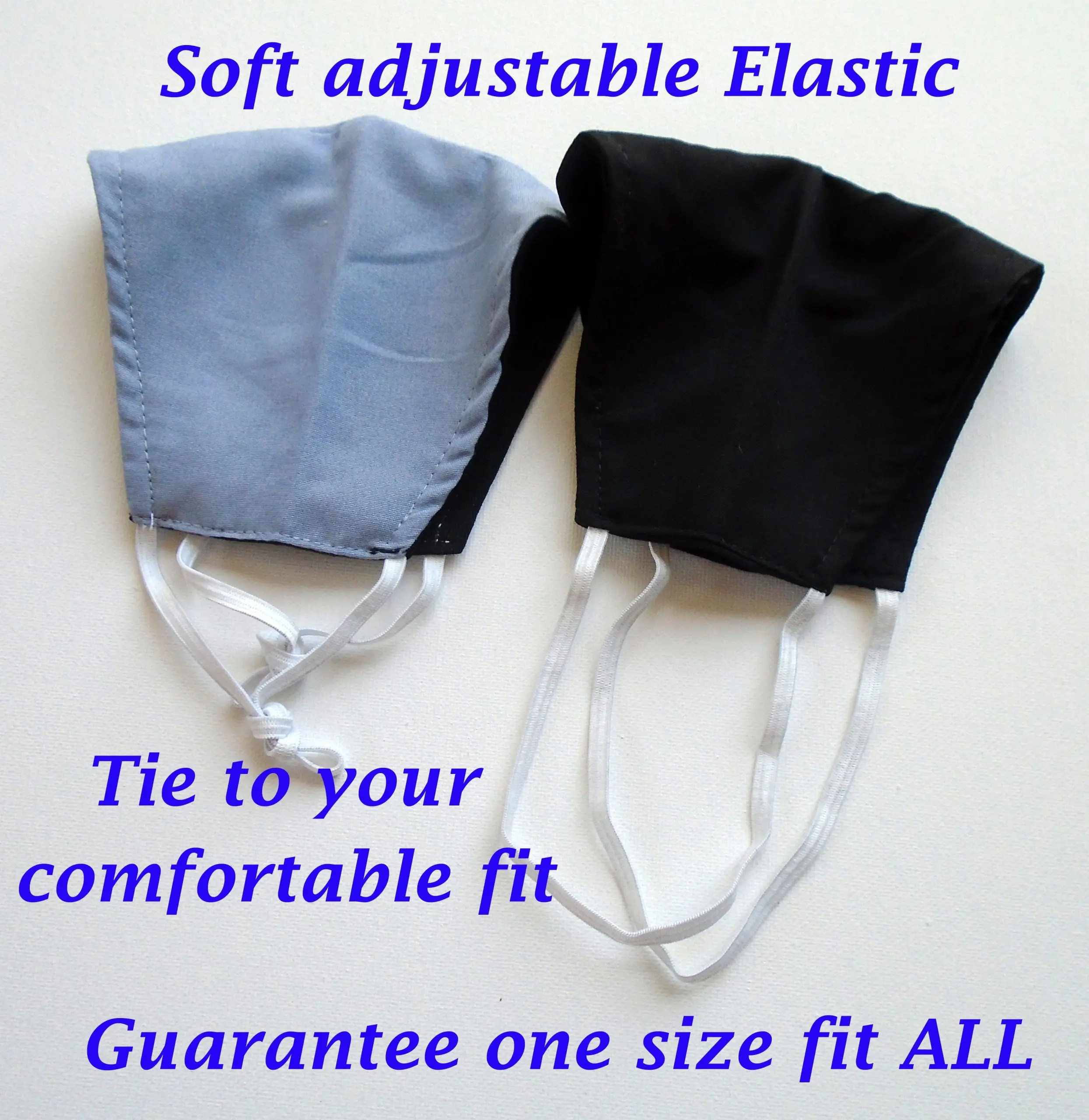 Bulk Fabric Face Masks, 3 layers with pocket, adjustable elastic