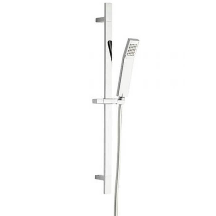 Square Shower Rail Riser Kit With Smooth Hose In Chrome