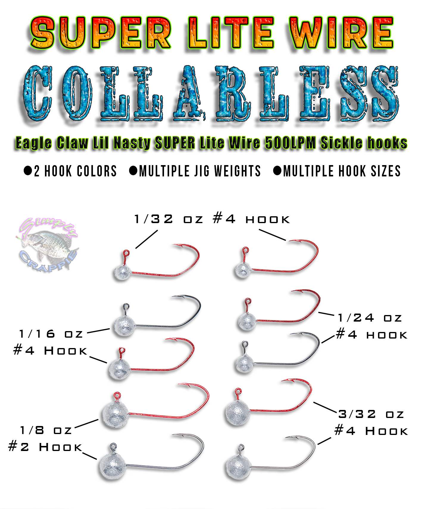 Collarless SUPER LITE WIRE Jigs at Simply Crappie