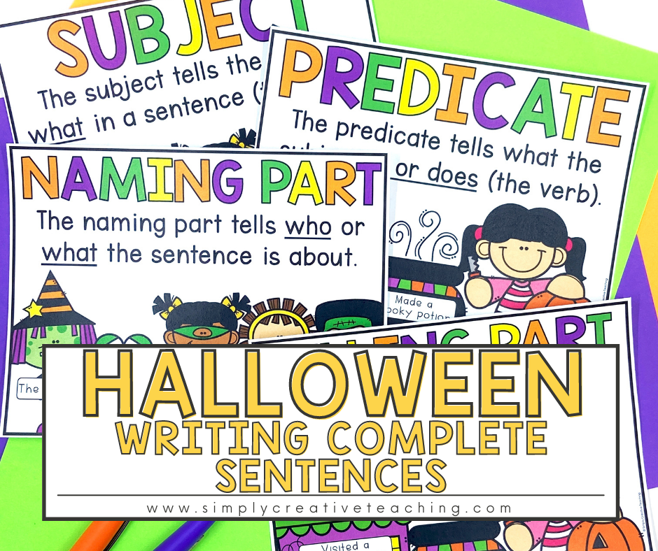Halloween Sentence Building Activities for Writing Complete Sentences