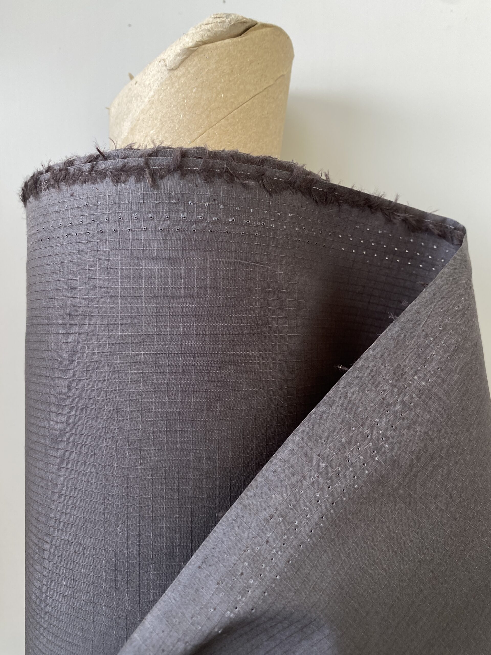 Deadstock dry wax cotton mini ripstop dark grey Simply Fabrics