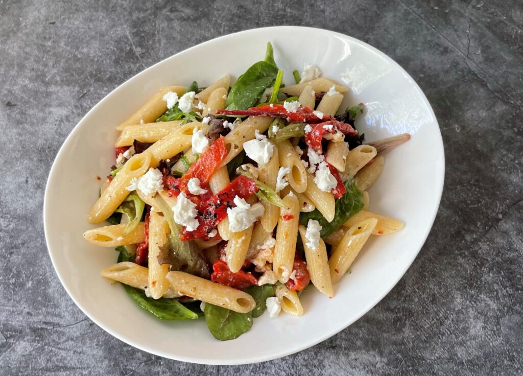 Low FODMAP Pasta Salad with Feta and Pepper