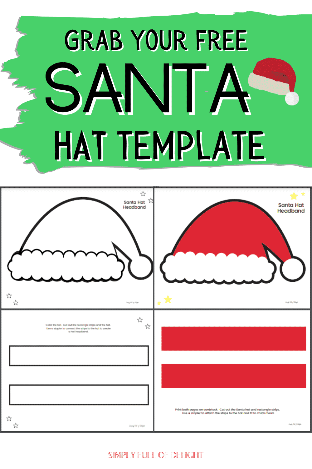 Preschool Christmas Hats - Free Santa Hat Template