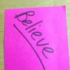 Hand written note "believe"