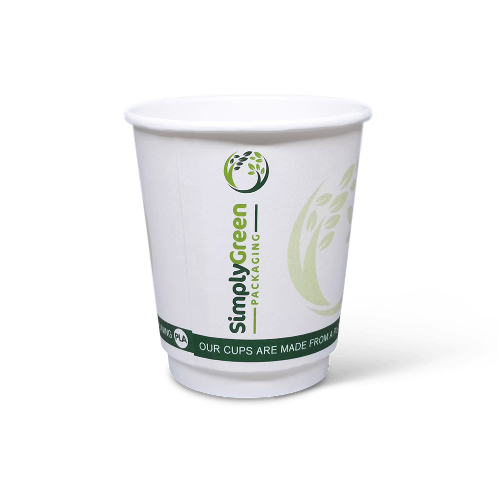 8oz Double Wall Hot Paper Cup Simply Green Packaging