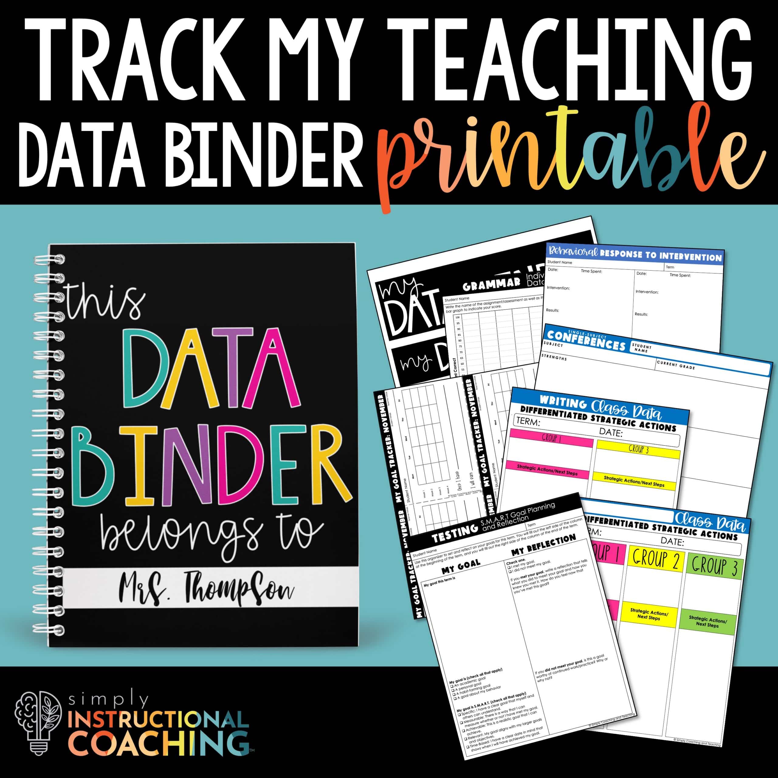 Teacher and Student Data Tracking Binder Printable Simply