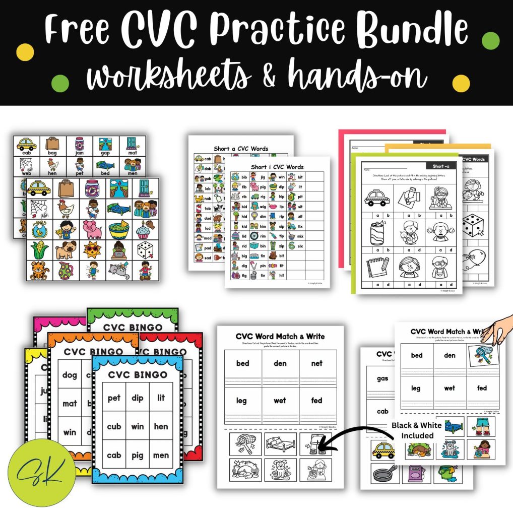 Huge CVC Words with Pictures Bundle Free Download 100+ pages