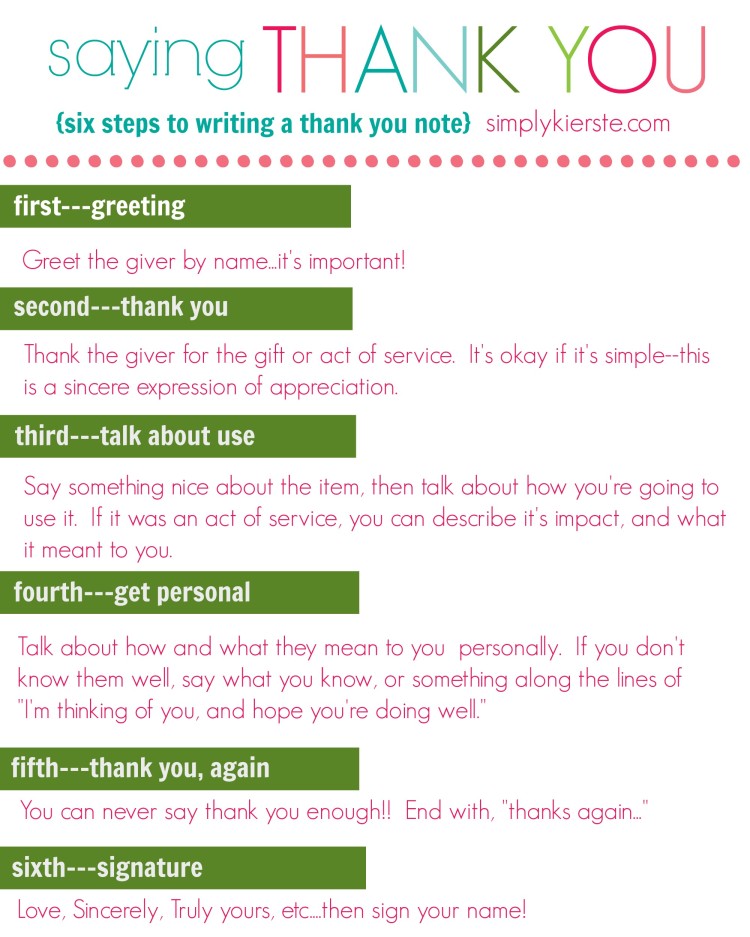 How to write a thank you note + printable tags Simply Kierste