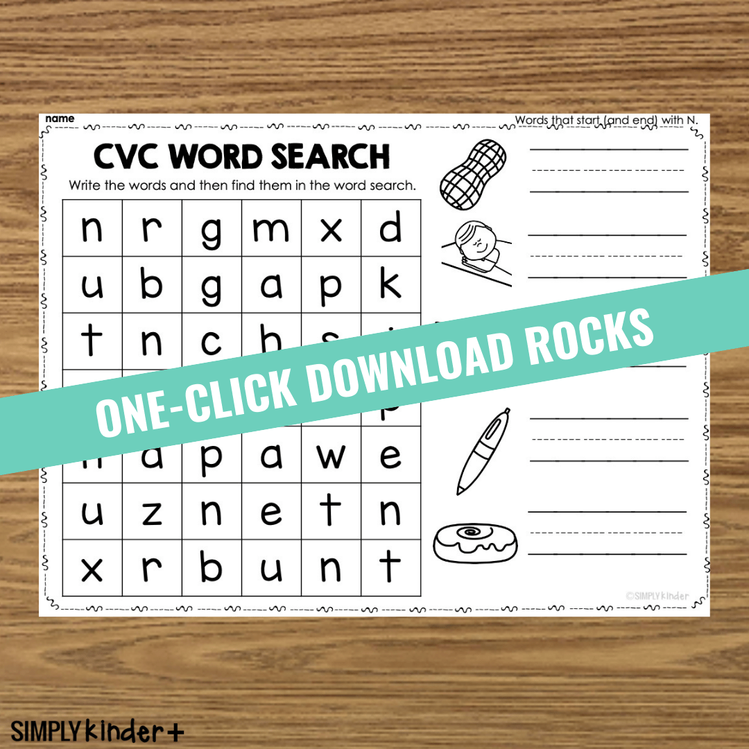 Letter N CVC Word Searches Simply Kinder Plus