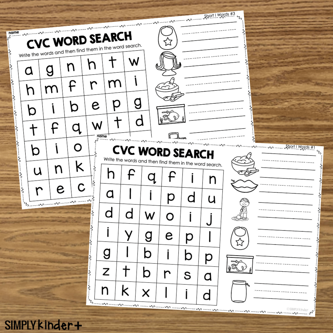 Short I CVC Word Searches Simply Kinder Plus