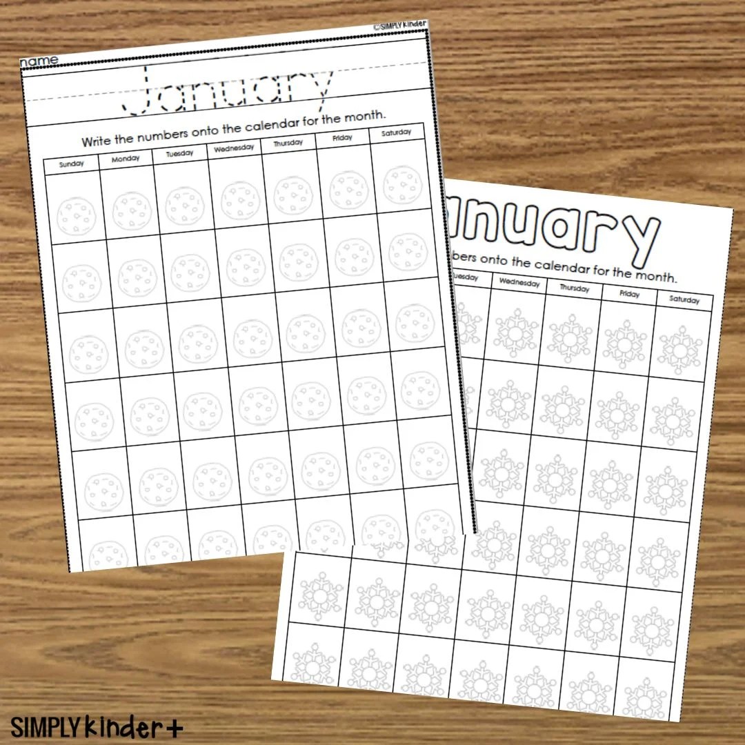 January Calendar Printables - Simply Kinder Plus