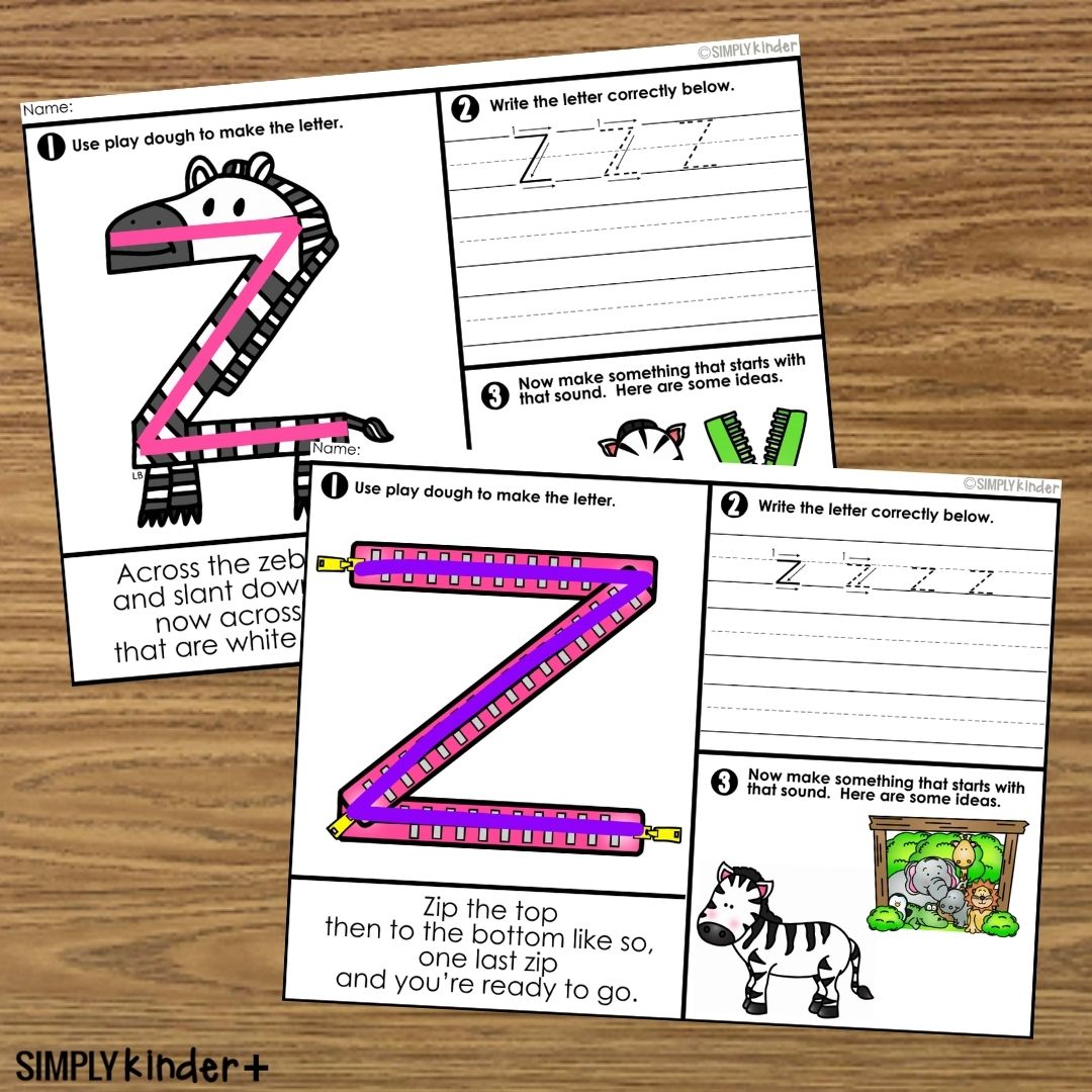 Letter Z Alphabet Playdough Mat with Letter Poems Simply Kinder Plus