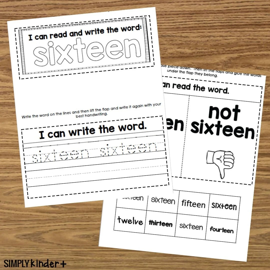 Number Word Sixteen Interactive Notebook Simply Kinder Plus