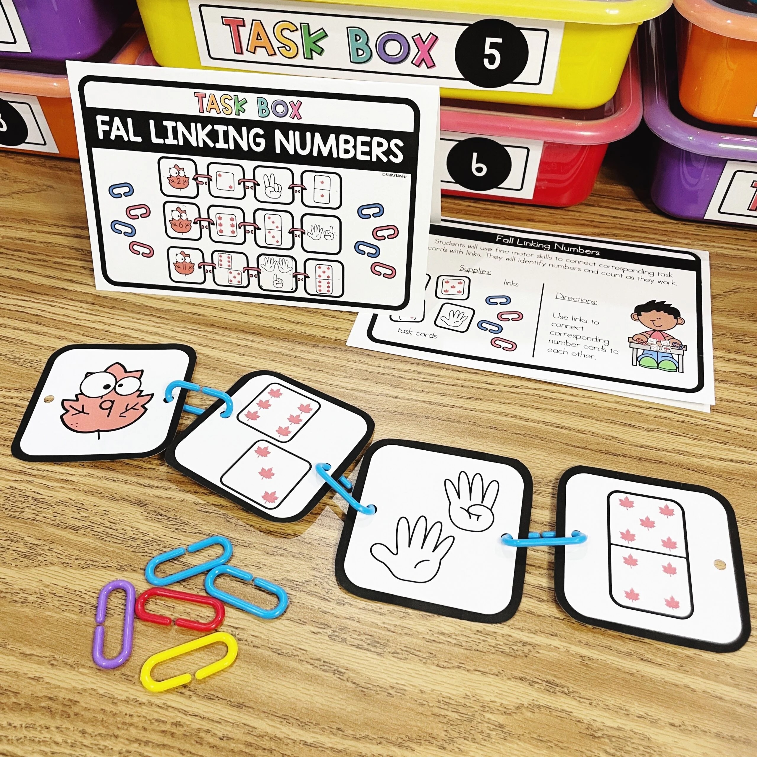 Fall Linking Numbers Task Boxes Simply Kinder Plus