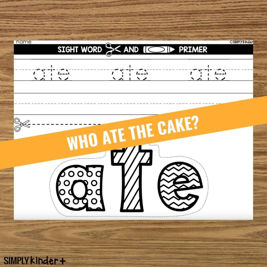 Ate Sight Word Cut and Color Primer Simply Kinder Plus