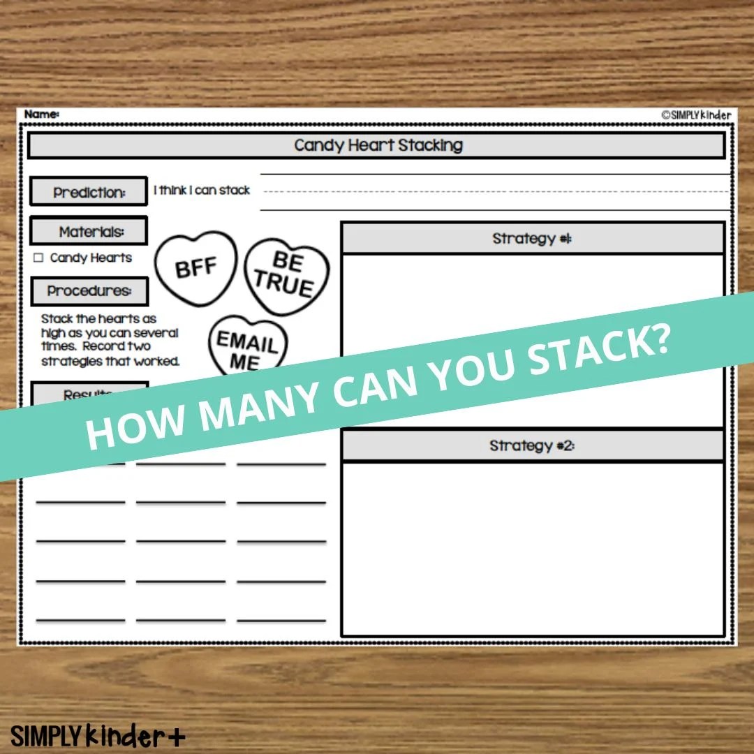 Conversation Hearts Science Experiments Stacking - Simply Kinder