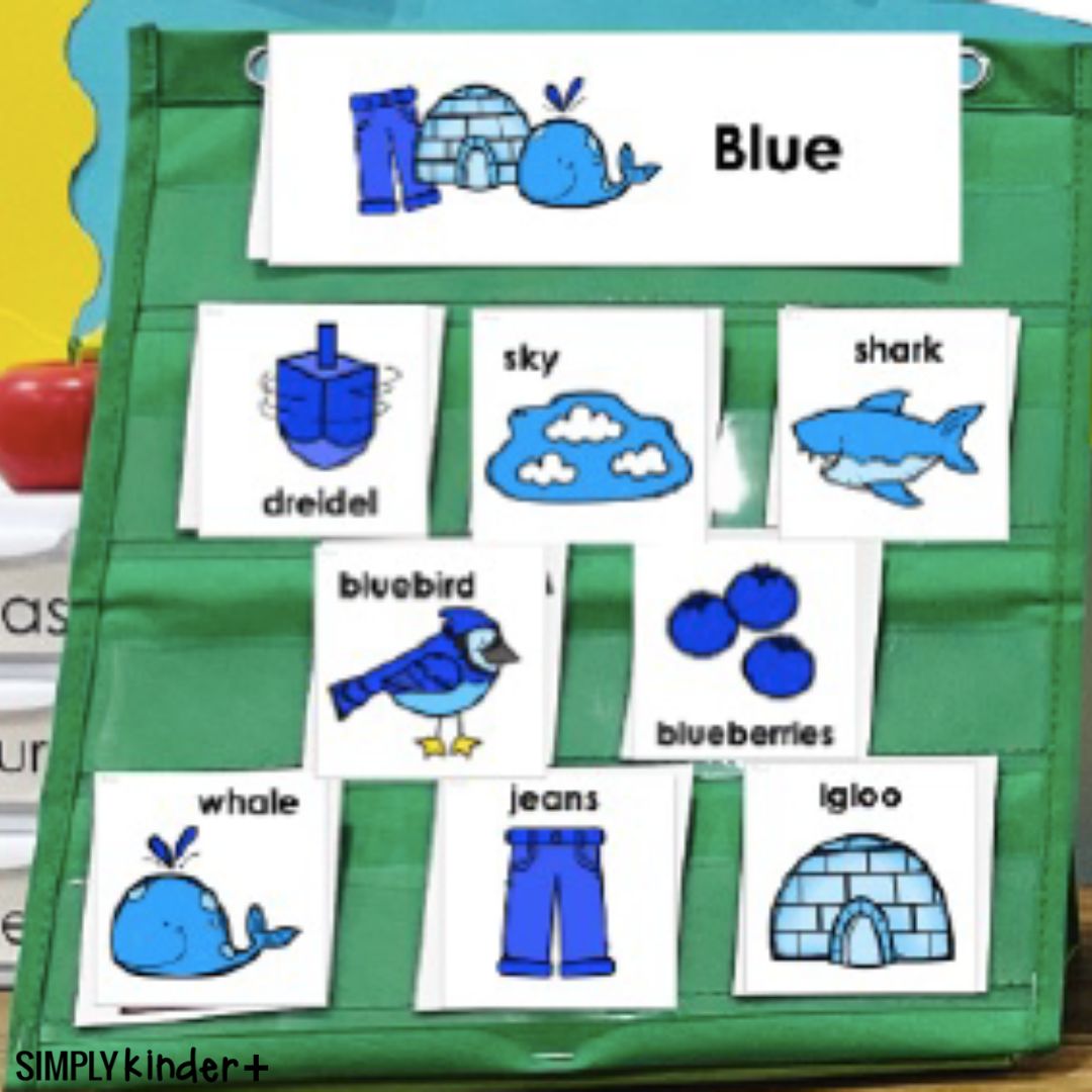 The Color Blue Pocket Chart Cards Word Bank Writing Center Simply