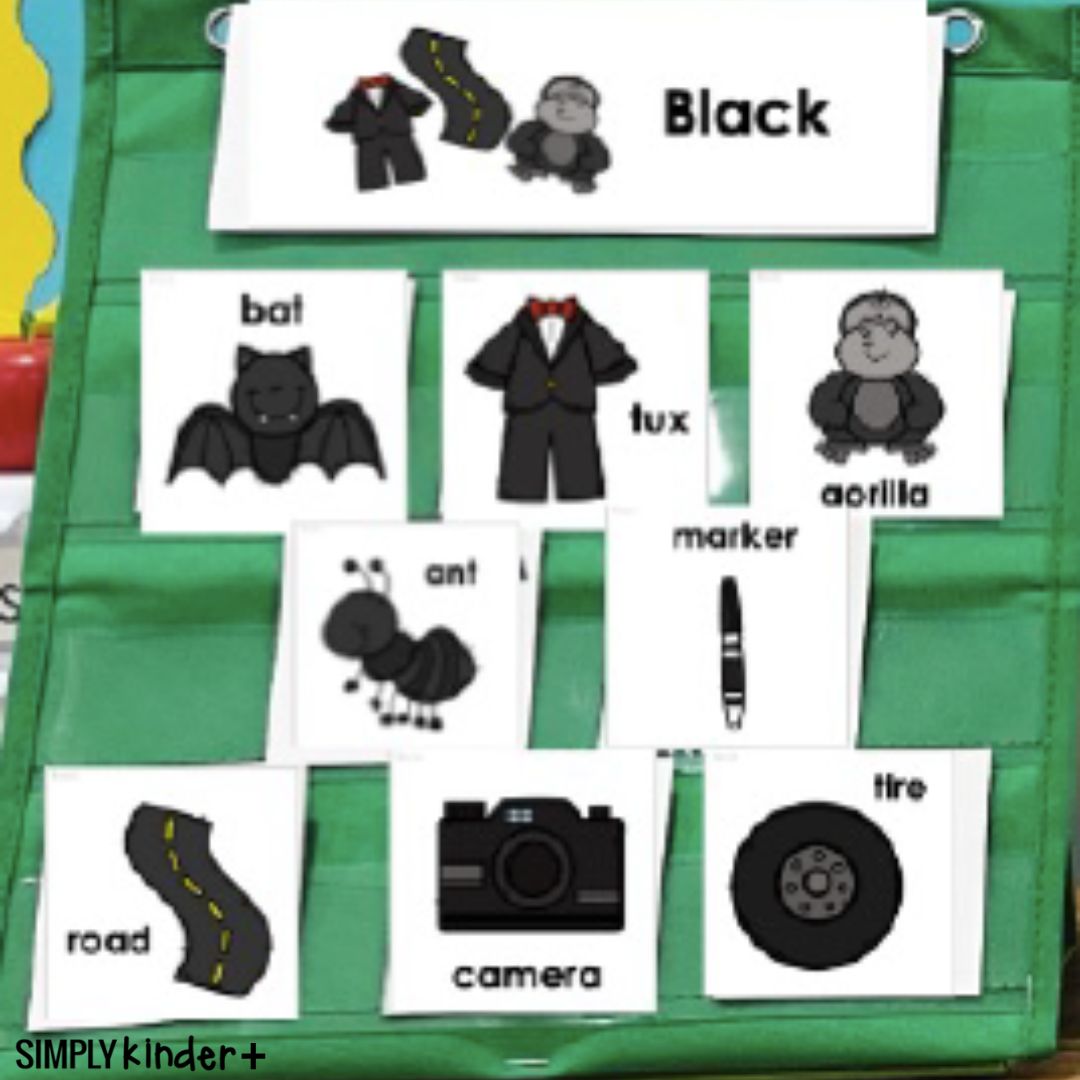 The Color Black Pocket Chart Cards Word Bank Writing Center Simply