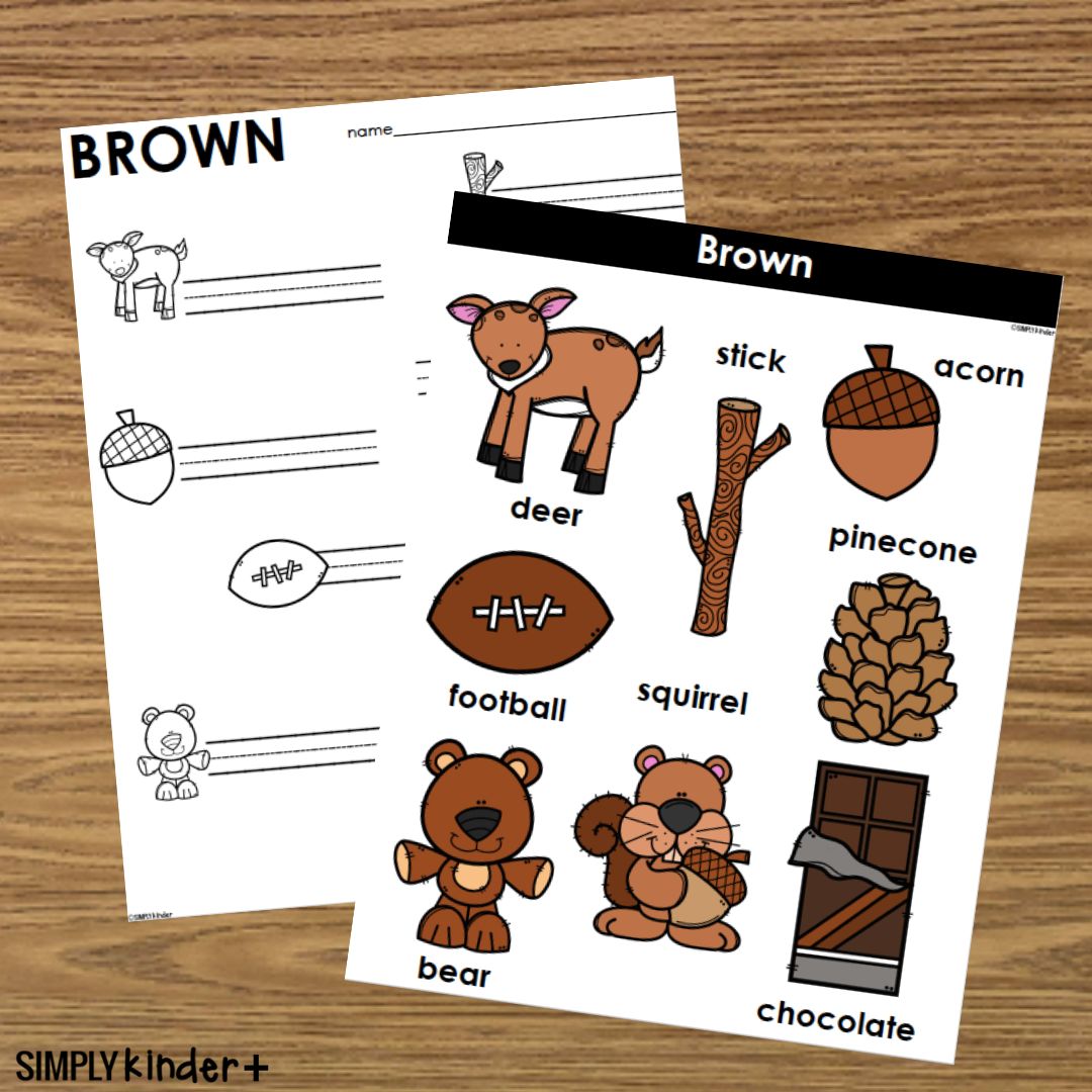 The Color Brown Word Posters Word Bank Writing Center Simply Kinder