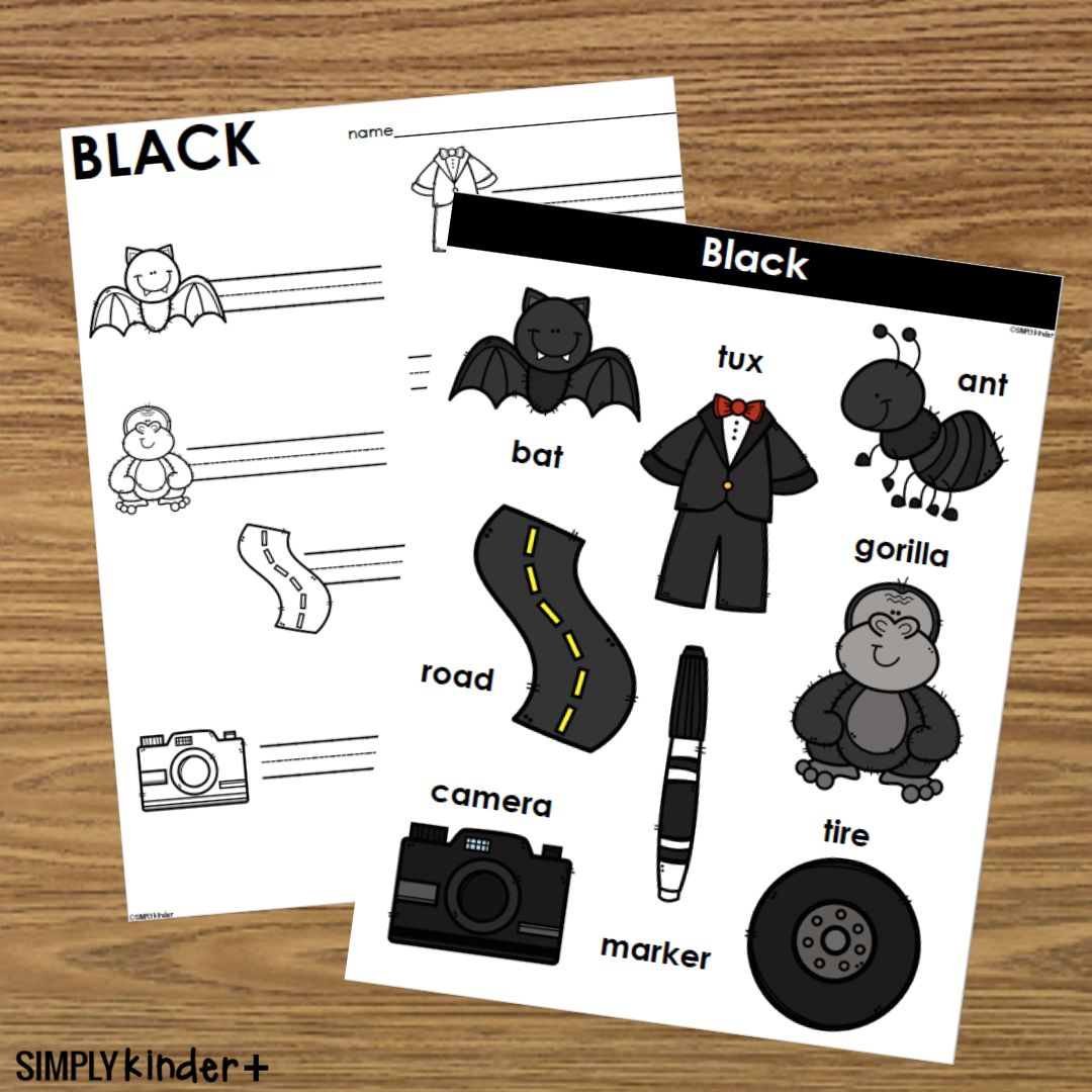 The Color Black Word Posters Word Bank Writing Center Simply Kinder