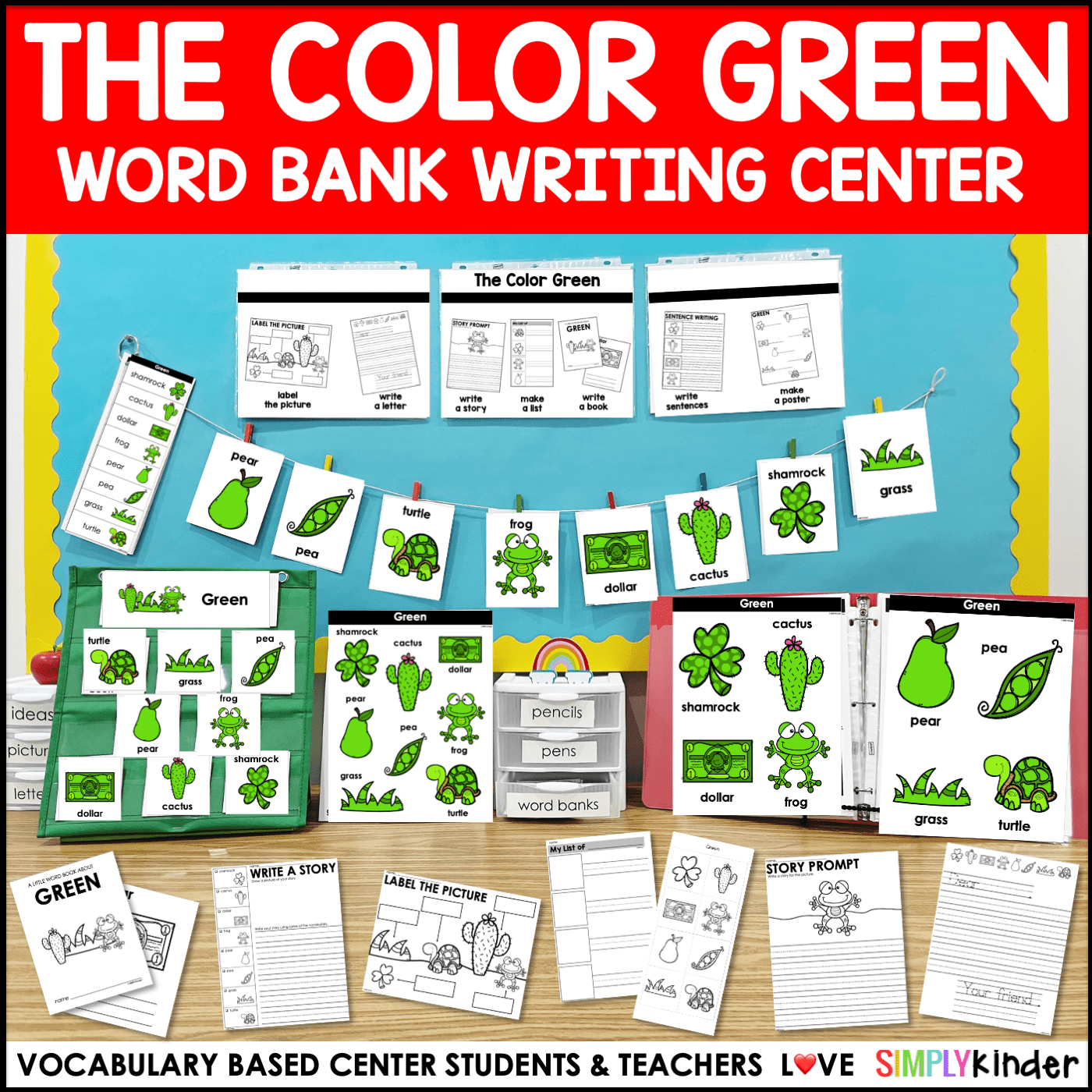 The Color Green Word Bank Writing Center Simply Kinder Plus