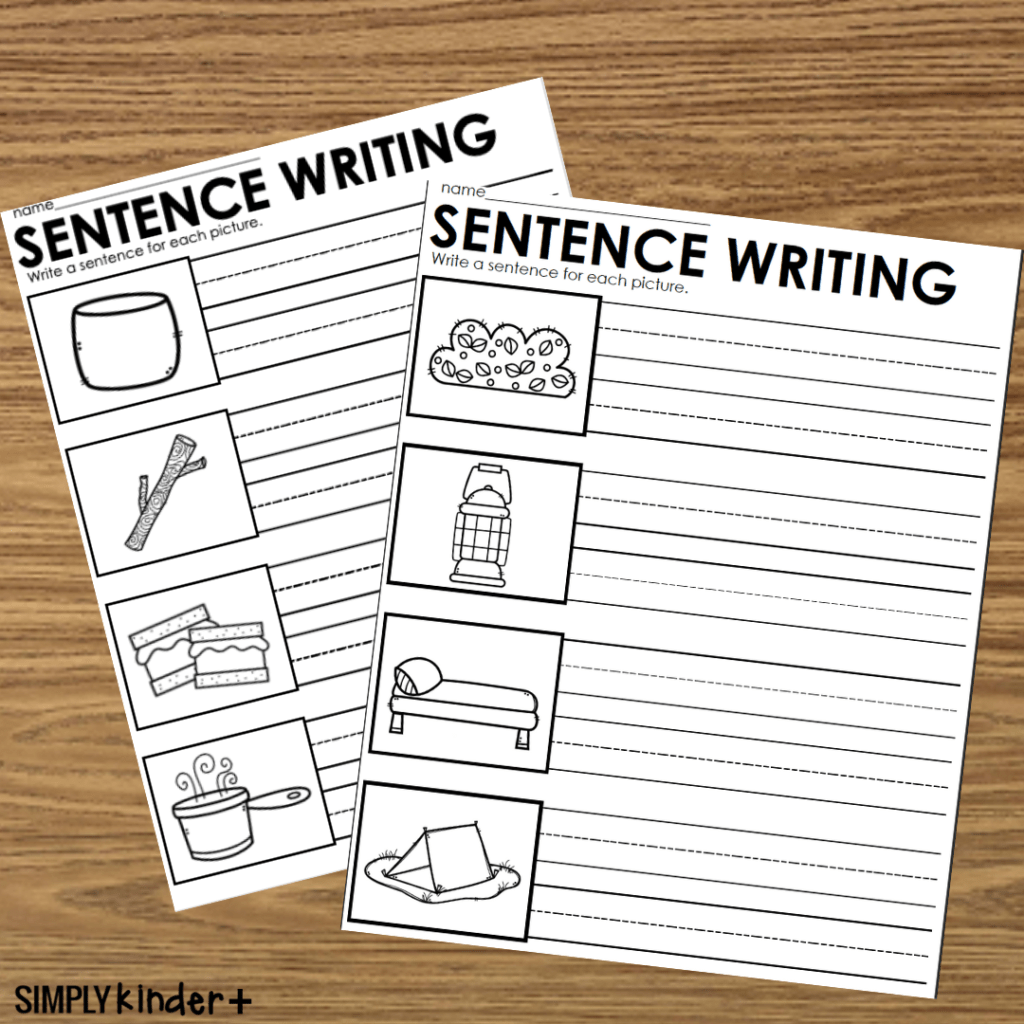 Camping Sentences Word Bank Writing Center Simply Kinder Plus