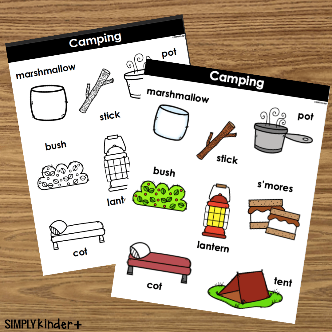 Camping Vocabulary Posters Word Bank Writing Center Simply Kinder Plus