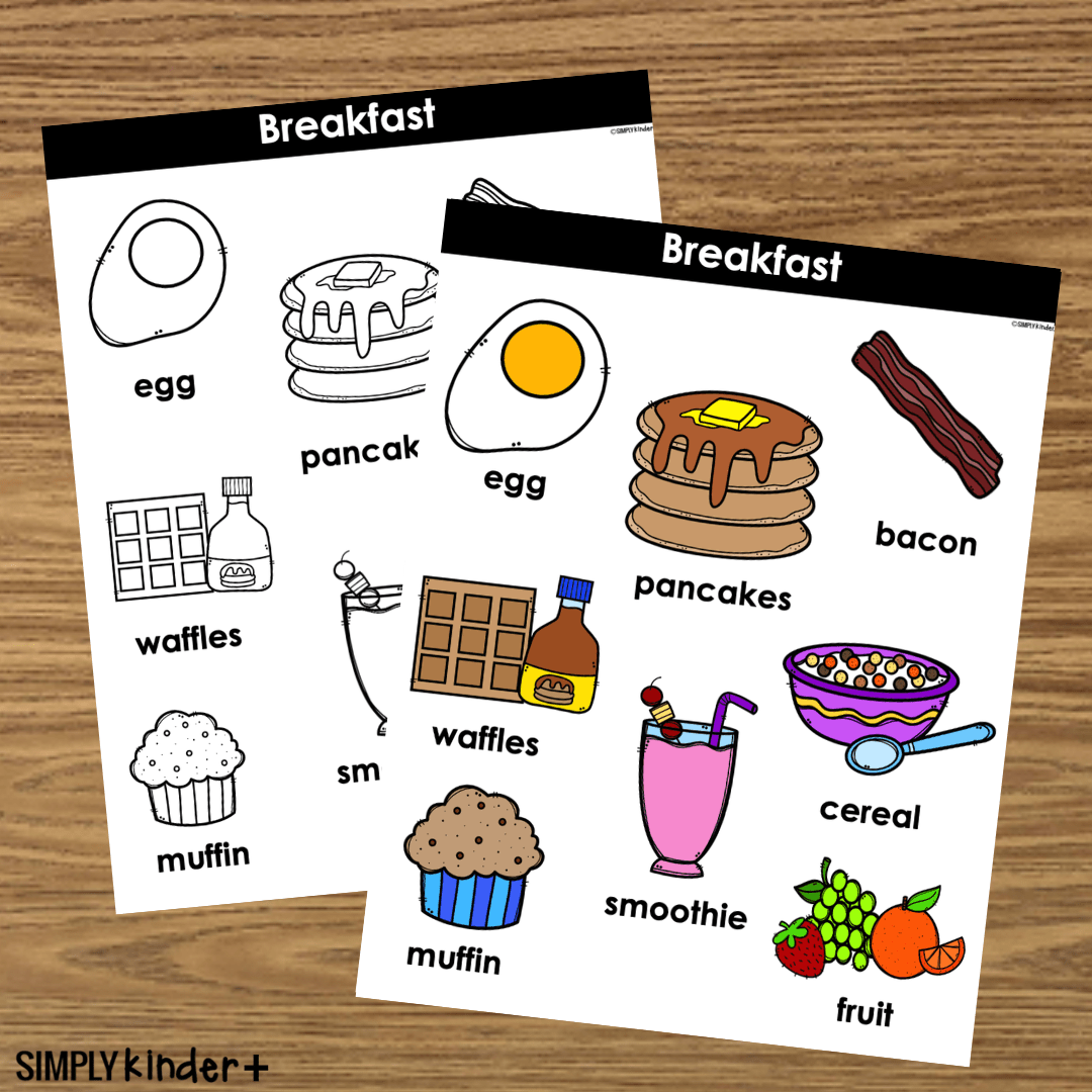 Breakfast Word Posters Word Bank Writing Center Simply Kinder Plus