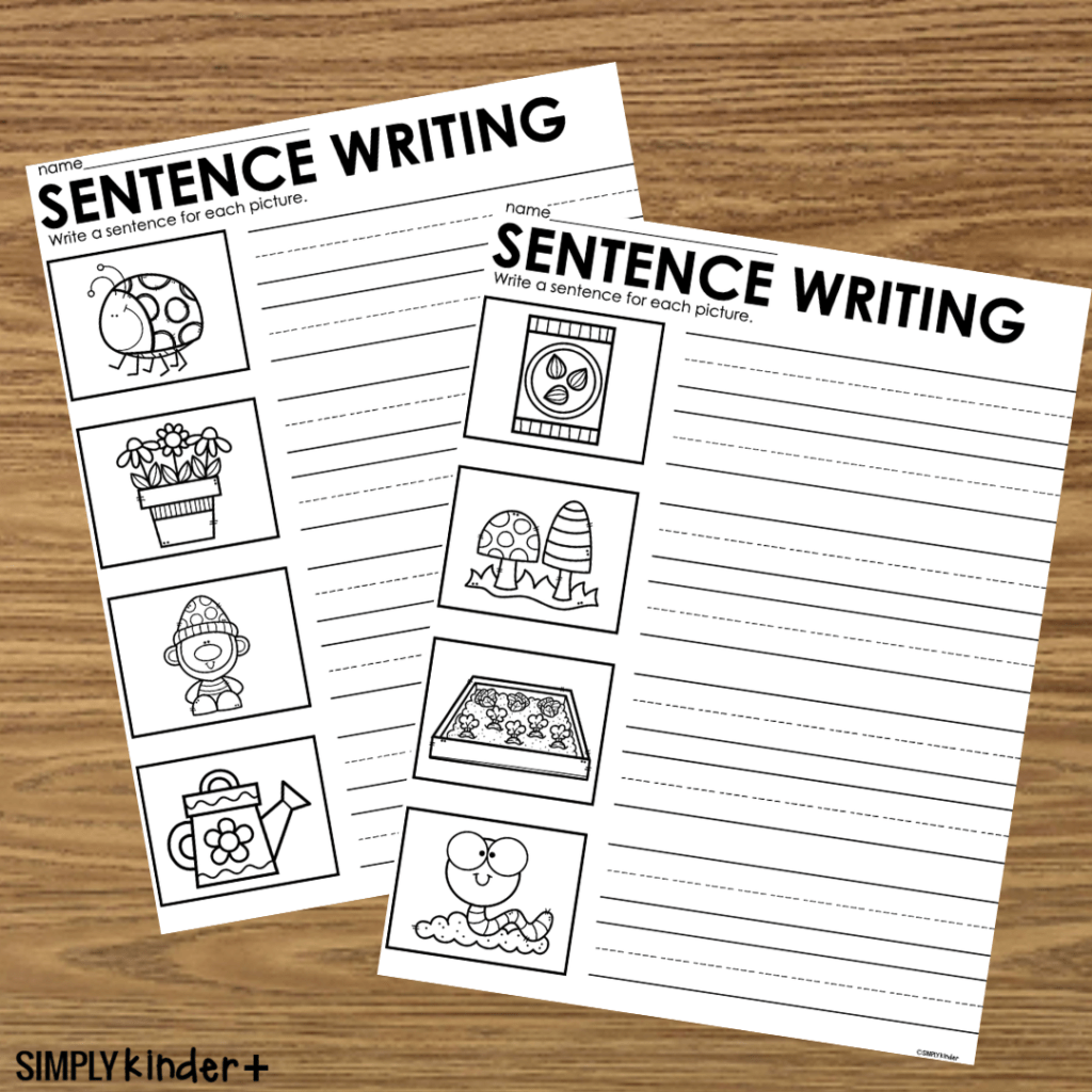 Spring Garden Sentence Printables Word Bank Writing Center Simply