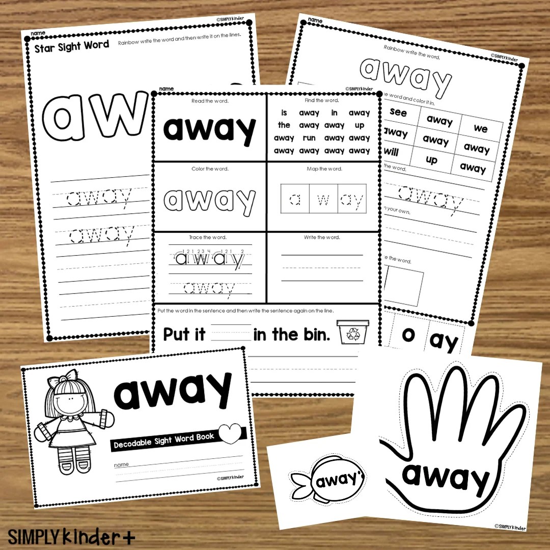 Away - Sight Word Activities - Simply Kinder Plus