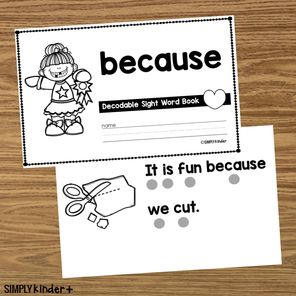 Because Sight Word Book Activities Simply Kinder Plus