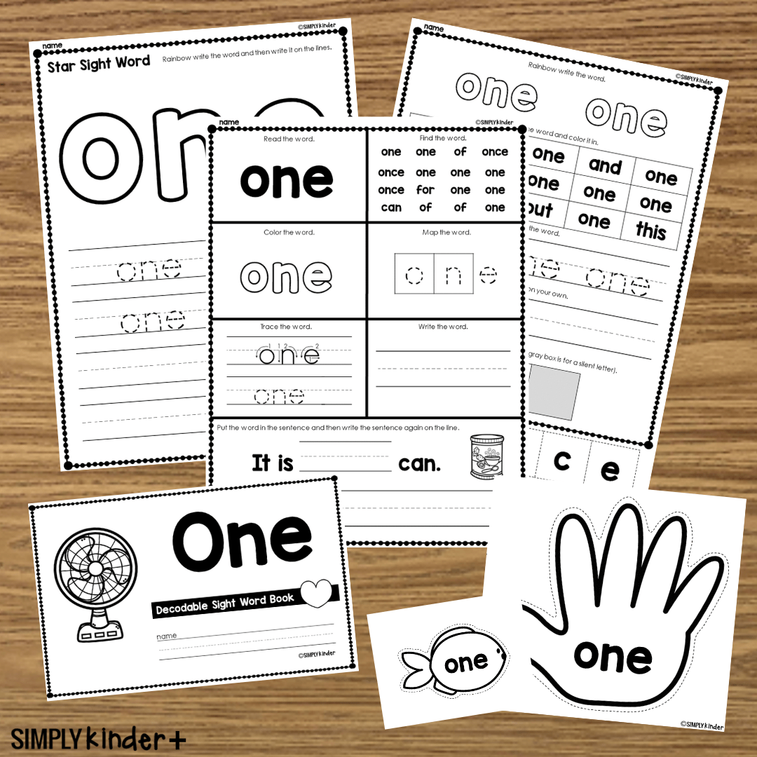One - Sight Word Activities - Simply Kinder Plus