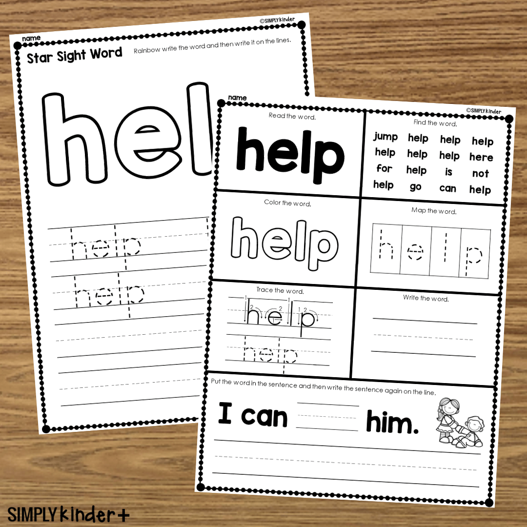 Help - Sight Word Printable Activities - Simply Kinder Plus