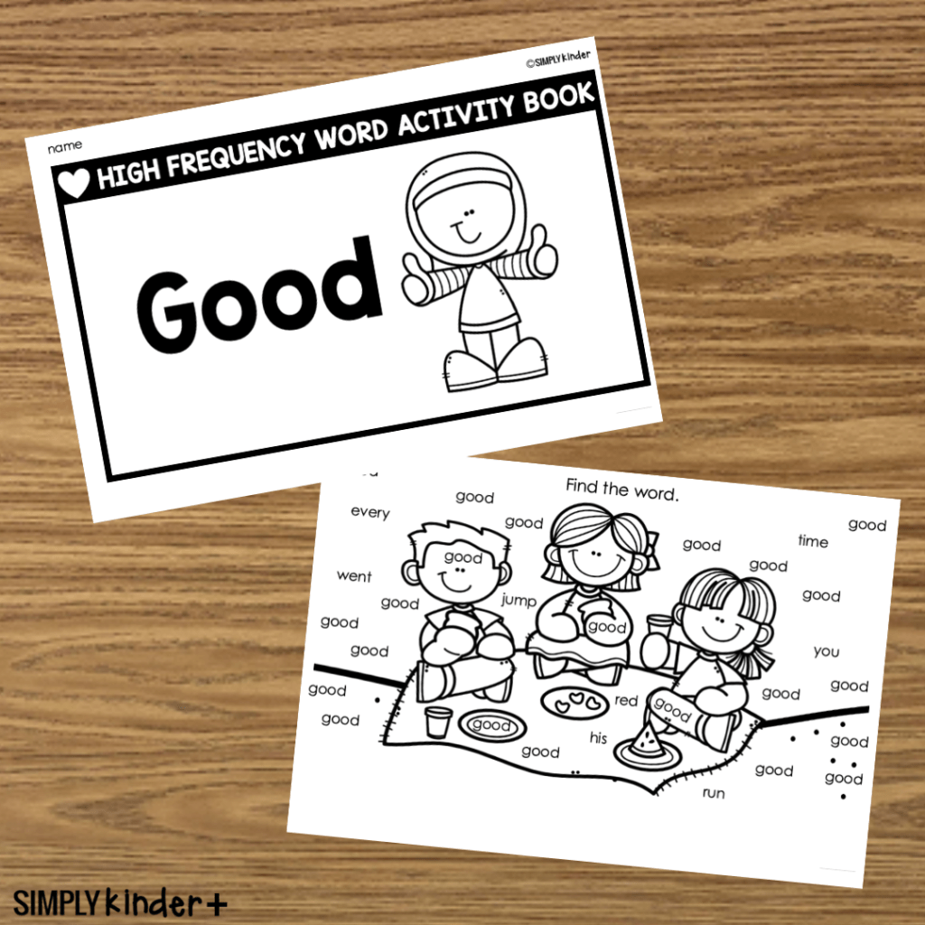 Good Sight Word Book Activity Book Simply Kinder Plus