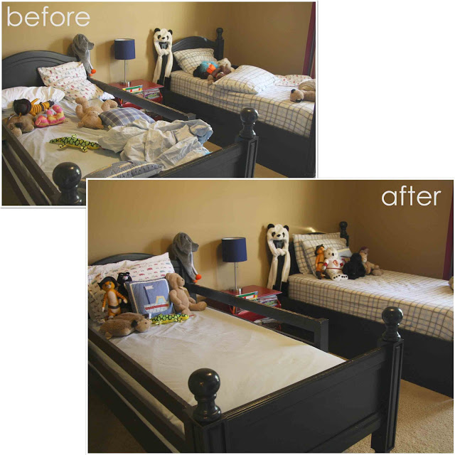 how to fakemake a child’s bed Simply Organized