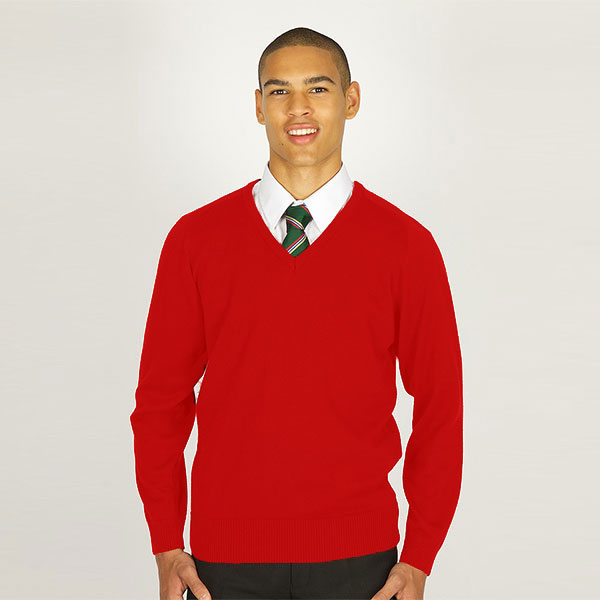 Boys Red VNeck Knitted Jumper Simply Schoolwear Quality Schoolwear